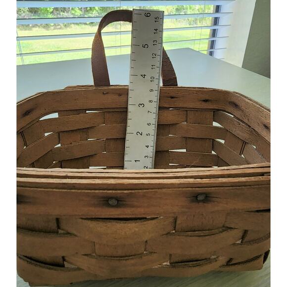 LONGABERGER BASKET-Mail-Keys-Leather Handle-Hanging-Handmade-Signed-1985 - Picture 11 of 13